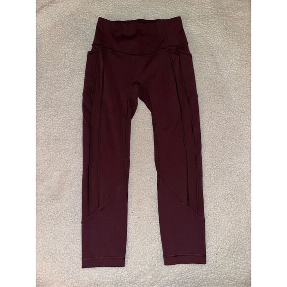 Lululemon Women’s Burgundy Maroon Athletic Leggings Size 6 EUC - Picture 1 of 12